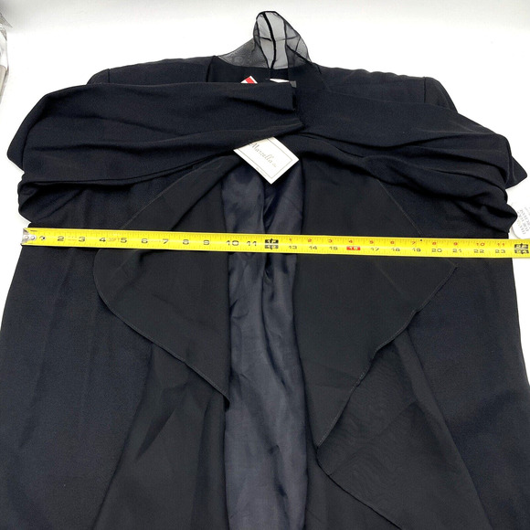 Vintage Michael Marcella Ltd Black Lace Padded Shoulder Flowy Jacket Women's L - Picture 9 of 11